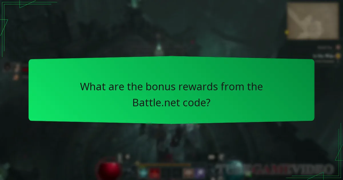 What are the bonus rewards from the Battle.net code?